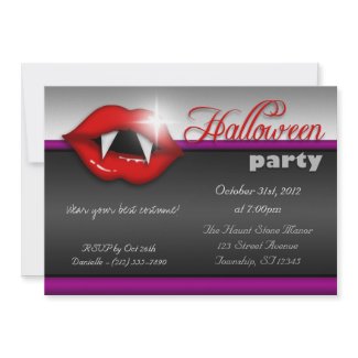 Vampire Lips Halloween Party Invitations invitation