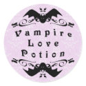 Vampire Love Potion Halloween Round Stickers
