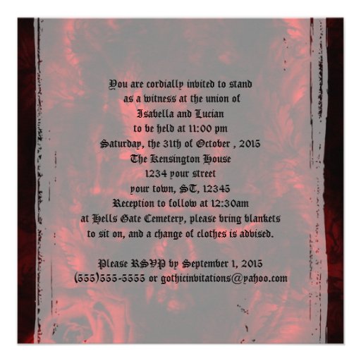 Vampire Roses Goth Wedding Personalized Invite