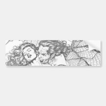 Vampire's Kiss by Al Rio - Vampire and Woman Art Bumper Stickers