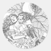 vampire&#39;s kiss,al rio,vampire,bite,vampires,horror,gothic,art,drawing,beautiful, Sticker with custom graphic design