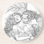 Vampire's Kiss by Al Rio - Vampire and Woman Art Drink Coasters