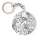 Vampire's Kiss by Al Rio - Vampire and Woman Art Keychains