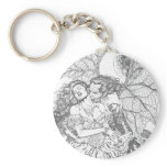 Vampire's Kiss by Al Rio - Vampire and Woman Art Keychains