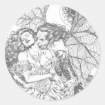 Vampire's Kiss by Al Rio - Vampire and Woman Art Sticker