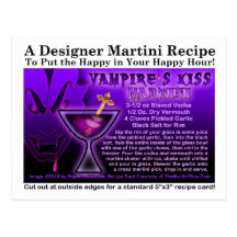 Vampire's Kiss Martini Recipe Postcard
