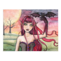 "Vampire's Pet" Postcard by Molly Harrison