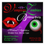 Vampires vs Zombies Halloween Birthday Invitations