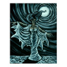 postcard - A Vampiress stands beneath the moon's light.