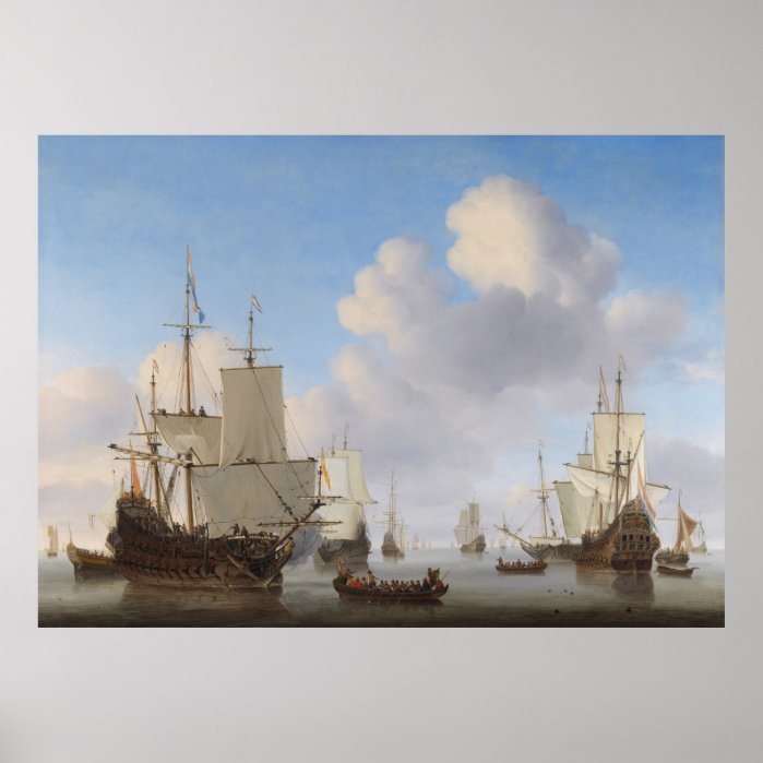 Van de Velde Ships in a Calm CC0360 XL Poster