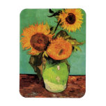 Van Gogh; 3 Sunflowers in a Vase, Vintage Flowers Rectangular Magnets