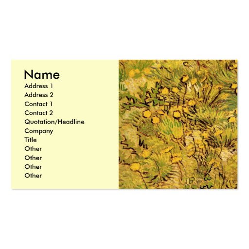 Van Gogh A Field of Yellow Flowers, Vintage Art Business Card Templates