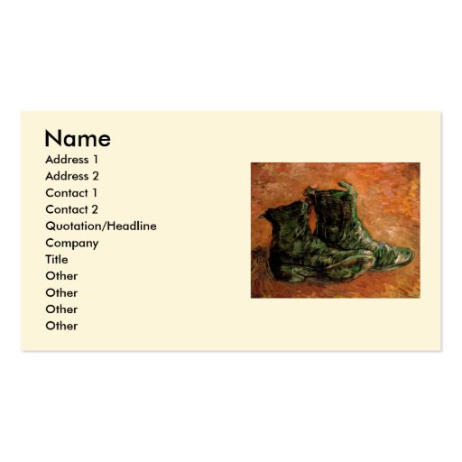 Van Gogh, A Pair of Shoes, Vintage Still Life Business Card (front side)