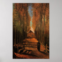Van Gogh Avenue of Poplars in Autumn Print