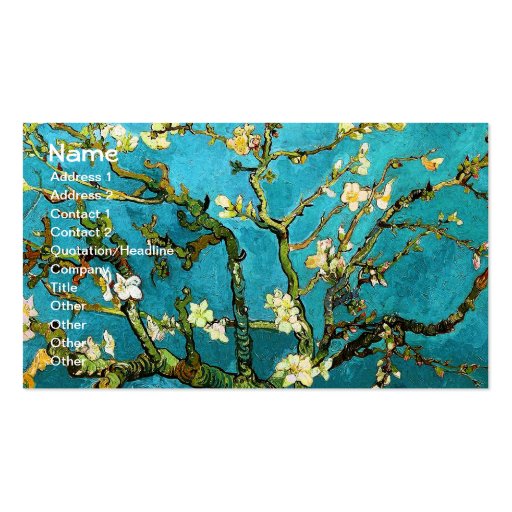 Van Gogh Blossoming Almond Tree (F671) Fine Art Business Card (front side)