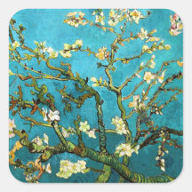 Van Gogh Blossoming Almond Tree (F671) Fine Art Square Stickers