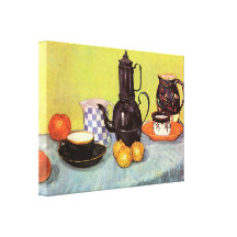 Van Gogh Blue Enamel Coffeepot, Earthenware, Fruit Stretched Canvas Prints