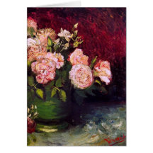 Van Gogh Bowl Peonies & Roses (F249) Fine Art Card