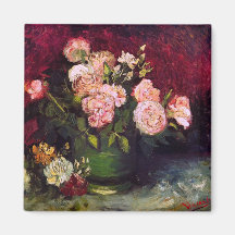 Van Gogh Bowl Peonies & Roses (F249) Fine Art Refrigerator Magnets