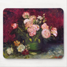 Van Gogh Bowl Peonies & Roses (F249) Fine Art Mousepad