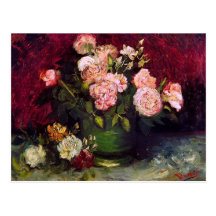 Van Gogh Bowl Peonies & Roses (F249) Fine Art Postcard