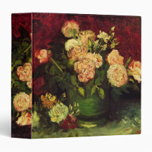 Van Gogh; Bowl with Peonies and Roses Vinyl Binders
