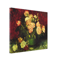 Van Gogh; Bowl with Peonies and Roses Stretched Canvas Prints