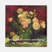 Van Gogh; Bowl with Peonies and Roses Magnet