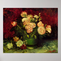 Van Gogh; Bowl with Peonies and Roses Posters