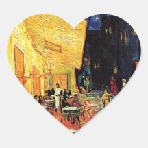 Van Gogh Cafe Terrace At Night Heart Sticker