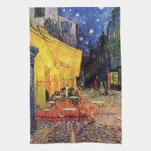 Van Gogh; Cafe Terrace at Night, Vintage Fine Art Hand Towel