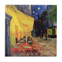 Van Gogh; Cafe Terrace at Night, Vintage Fine Art Ceramic Tile