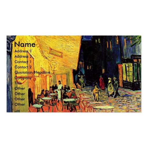 Van Gogh Cafe Terrace (F467) Vintage Fine Art Business Cards (front side)
