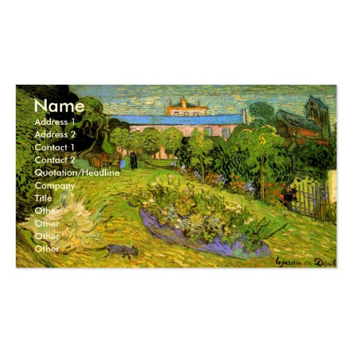 Van Gogh; Daubigny's Garden, Le Jardin de Daubigny Business Card Template (front side)
