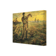 Van Gogh Evening: End of the Day, Vintage Art Canvas Print