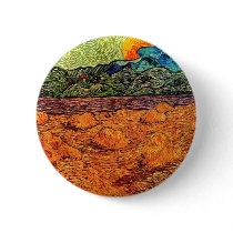 Van Gogh Evening Landscape Button by ArtLoversCafe Van Gogh Evening Landscape Button