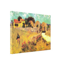 Van Gogh; Farmhouse in Provence, Vintage Farm Stretched Canvas Print