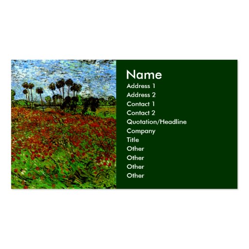 Van Gogh Field with Poppies (F636) Fine Art Business Cards (front side)