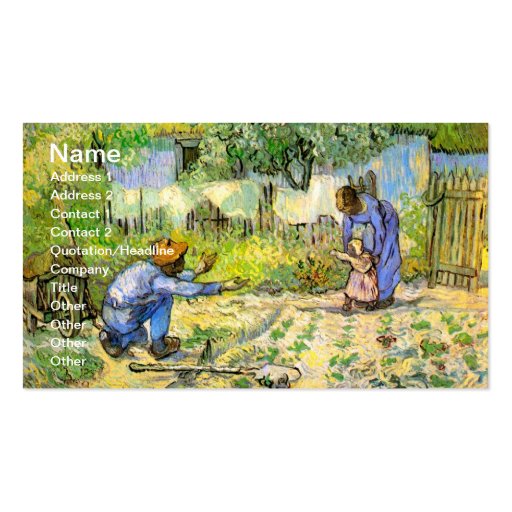 Van Gogh First Steps (after Millet) (F668) Business Card Templates (front side)