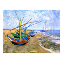 Van Gogh Fishing Boats Beach Saintes-Maries (F413) Post Card