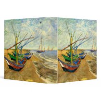 Van Gogh Fishing Boats on Beach at Saintes Maries Vinyl Binders