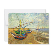 Van Gogh Fishing Boats on Beach at Saintes Maries Custom Announcement