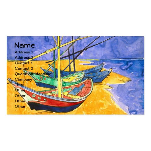Van Gogh Fishing Boats on Beach (F1429) Fine Art Business Card (front side)