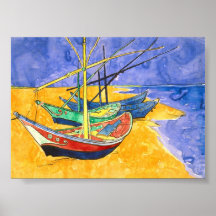 Van Gogh Fishing Boats on Beach (F1429) Fine Art Print