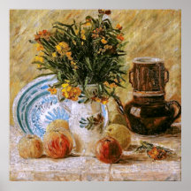 Van Gogh Flowers, Coffeepot and Fruit Poster