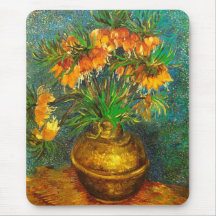 Van Gogh Fritillaries Copper Vase (F213) Fine Art Mousepads