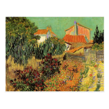 Van Gogh; Garden Behind a House, Vintage Farm Post Cards