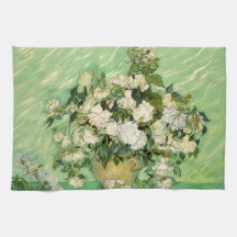 Van Gogh Gifts Still Life w/ Roses Impressionism Kitchen Towel