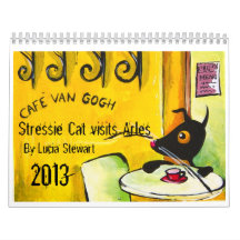 Van Gogh inspiró el gato 2013 de Stressie Calendario De Pared