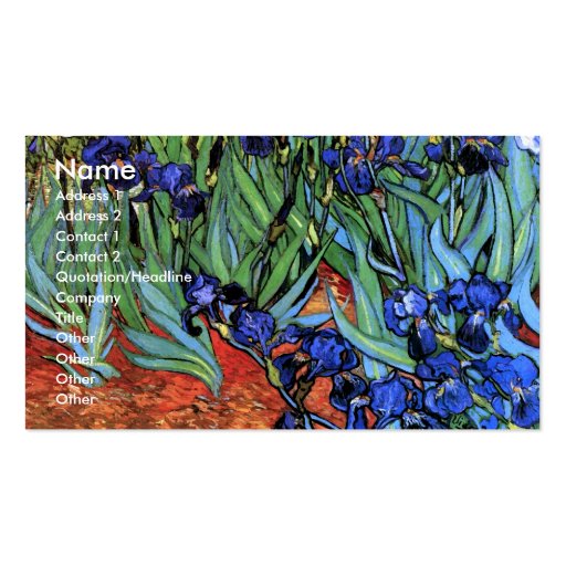 Van Gogh Irises (F608) Vintage Fine Art Business Card Template (front side)